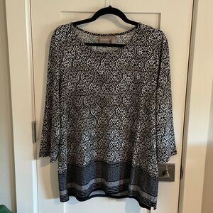 Chico's Black and White Ornate Blouse